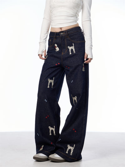 Pantalones Jeans Anchos con Estampado Animal Print - Loose Fit Casual para Mujer - Image 15
