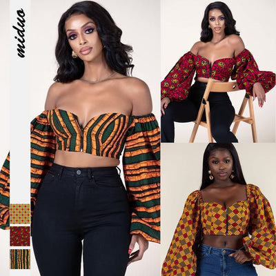 Blusa Estampada Cuello Redondo con Mangas Largas para Mujer