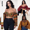 Blusa Estampada Cuello Redondo con Mangas Largas para Mujer