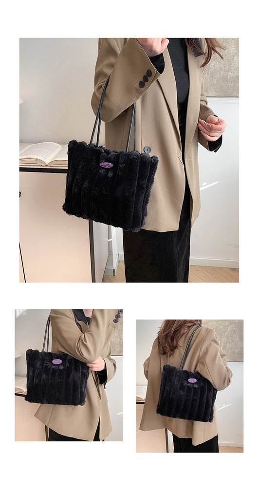 Bolso Tote Grande de Felpa para Otoño e Invierno - Image 18
