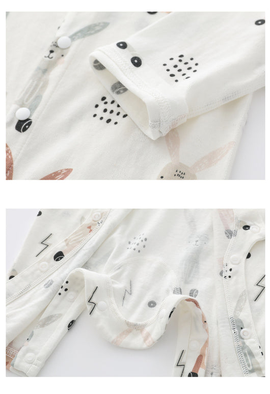 Mameluco de Fibra de Bambú Suave para Bebé - Estampado Floral y Animal Unisex - Image 13