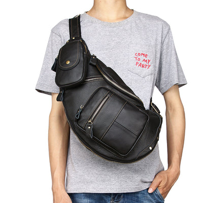Bolsa Mensajero de Cuero Genuino Estilo Retro con Gran Capacidad para Hombre - Image 5