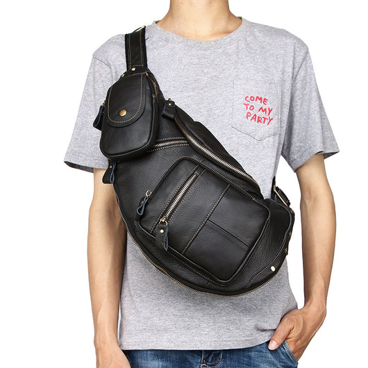 Bolsa Mensajero de Cuero Genuino Estilo Retro con Gran Capacidad para Hombre - Image 5