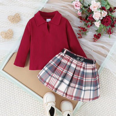 Conjunto Elegante de Otoño e Invierno para Niñas con Falda Plisada de Manga Larga - Image 30