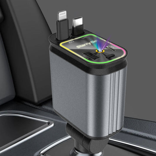 Cargador Automotriz 120W Cuatro en Uno con Diseño Cielo Estrellado