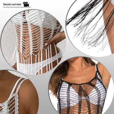 Vestido Playero Elegante con Detalles Calados y Abalorios - Image 4