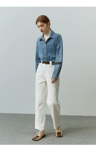 Chaqueta Camisa Denim Azul Suave con Efecto Bandage para Mujer - Image 15