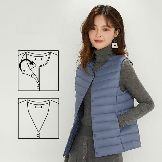 Chaleco Acolchado Ligero para Mujer - Cuello Redondo Cálido y Versátil