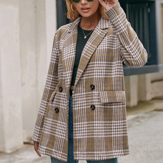 Blazer Cuadriculado Doble Botonadura - Estilo Casual Versátil - Image 10
