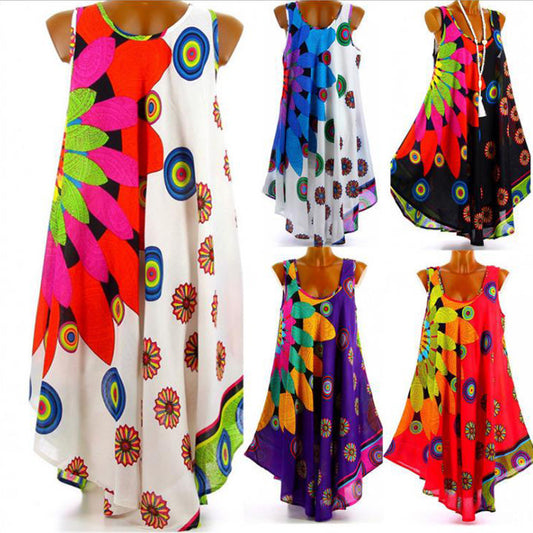 Vestido Suelto sin Mangas con Dobladillo Irregular