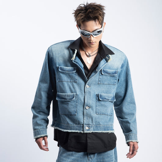 Chaqueta Denim Retro Degradado Estilo Americano para Hombre - Image 10