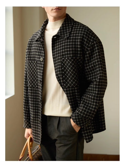Abrigo Casual Hombre Cuadrícula Doble Faz Lana Premium - Image 7