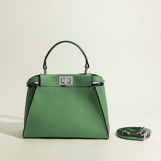 Bolso de Cuero Premium con Patrón Lychee y Cierre Metálico - Image 2