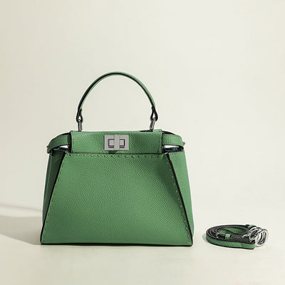 Bolso de Cuero Premium con Patrón Lychee y Cierre Metálico - Image 2
