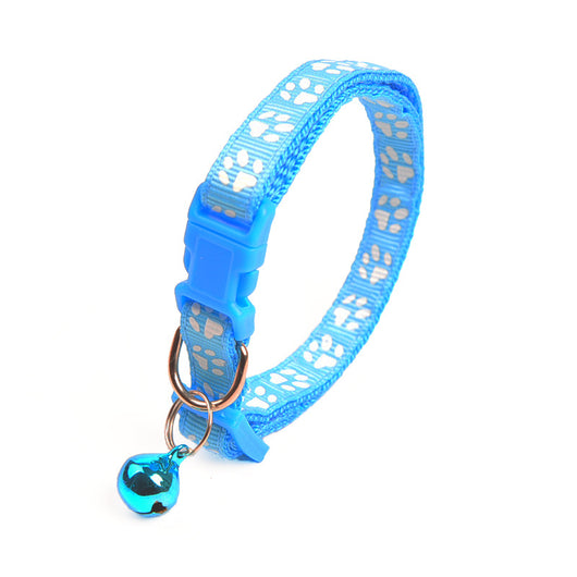 Collar para Cachorro con Cascabel y Estampado de Patitas en Colores Sólidos - Image 9