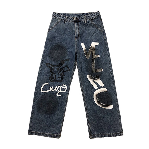 Jeans Hombre con Diseño Graffiti Anime Spray Paint