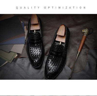 Zapatos de Cuero Tejido para Hombre - Estilo Ejecutivo Casual - Image 11