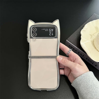 Funda Plegable para Teléfono con Orejas de Gato y Acabado Electrochapado Transparente - Image 10