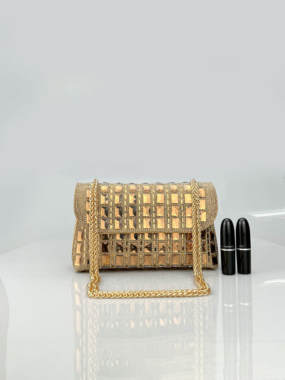 Clutch de Cristal Brillante con Cadena de Strass - Image 8