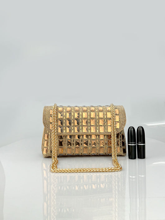 Clutch de Cristal Brillante con Cadena de Strass - Image 8