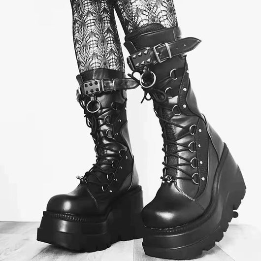 Botas Plataforma Cuña para Mujer Talla Grande Punta Redonda - Image 10
