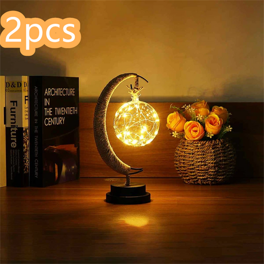 Lámpara Decorativa LED Luna con Ornamento de Hierro Forjado y Luz de Estrella - Image 12