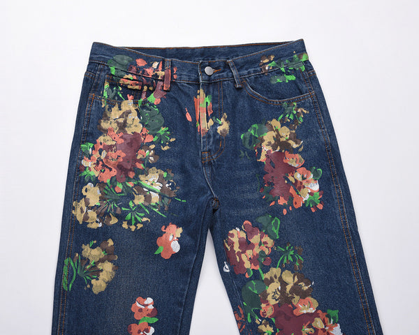 Jeans Gris con Estampado Splash de Tinta - Diseño Urbano Moderno