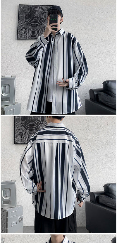 Camisa Retro a Rayas Estilo Hong Kong para Hombre con Diseño Exclusivo - Image 13