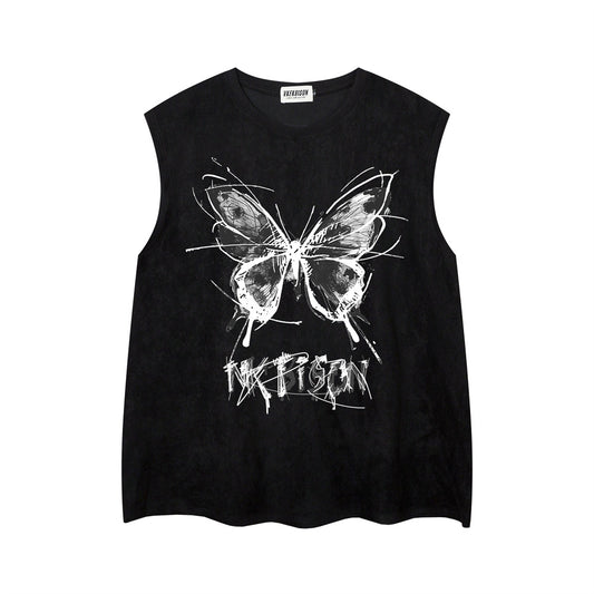 Playera Chaleco con Estampado de Mariposas para Hombre