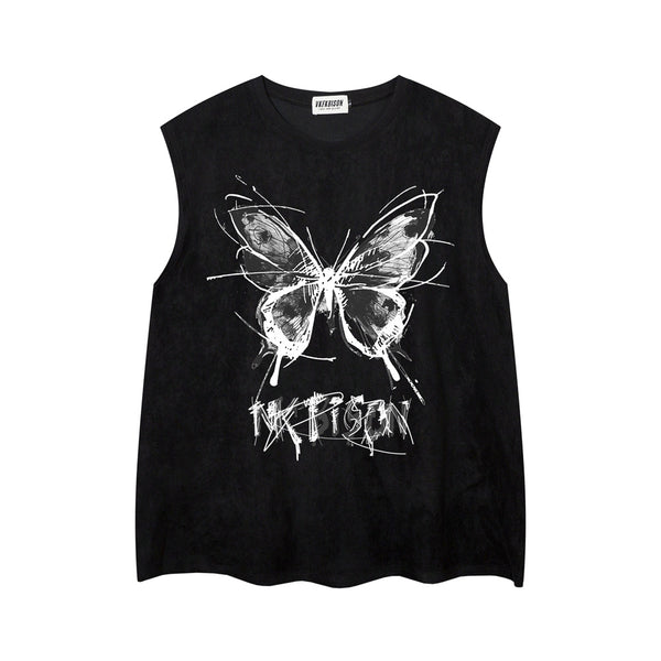 Playera Chaleco con Estampado de Mariposas para Hombre