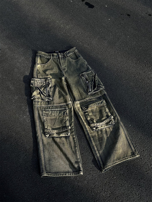 Pantalón Vaquero Retro Tipo Workwear con Bolsillos y Pierna Ancha - Image 2