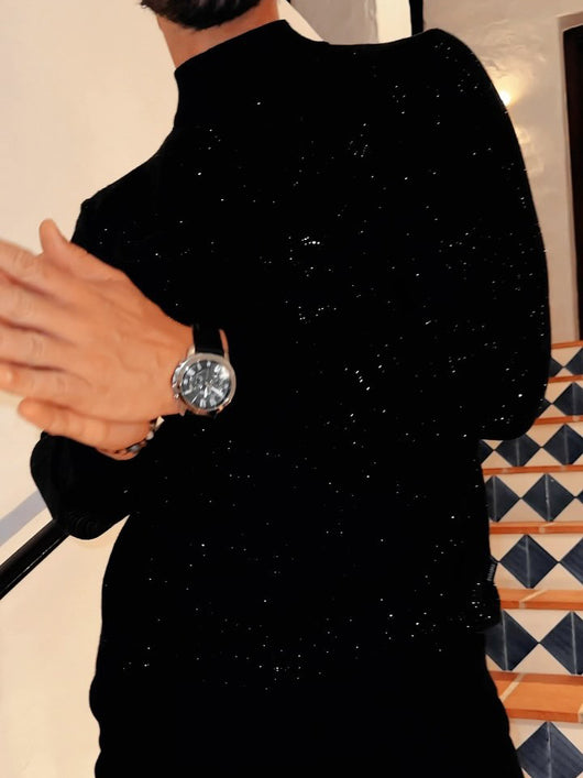 Blusa Elegante para Hombre con Lentejuelas de Manga Larga - Image 4