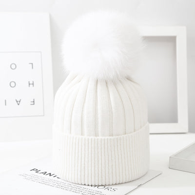 Gorro Tejido Infantil con Pompón de Pelaje de Zorro - Image 14