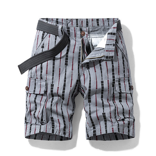 Pantalones Cortos de Trabajo Casual a Rayas para Hombre