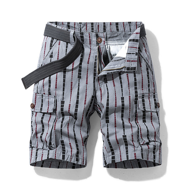 Pantalones Cortos de Trabajo Casual a Rayas para Hombre