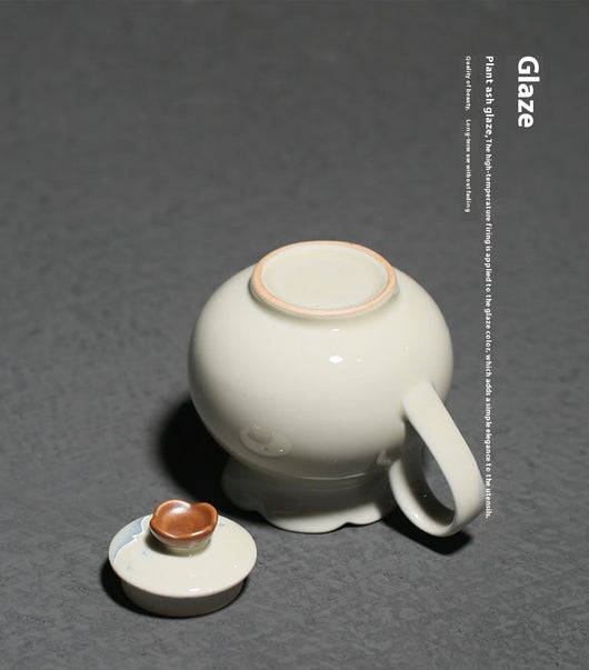 Tetera de Porcelana China Pintada a Mano con Paisaje de Hierba y Madera - Image 7