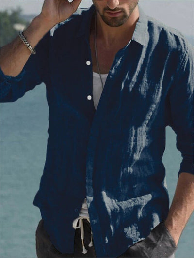 Camisa Casual de Algodón y Lino para Hombre - Manga Larga Otoño Invierno - Image 7