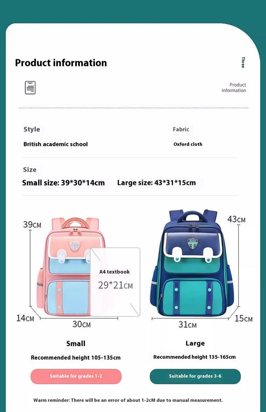 Mochila Escolar Infantil de Estilo Británico Primaria - Image 13
