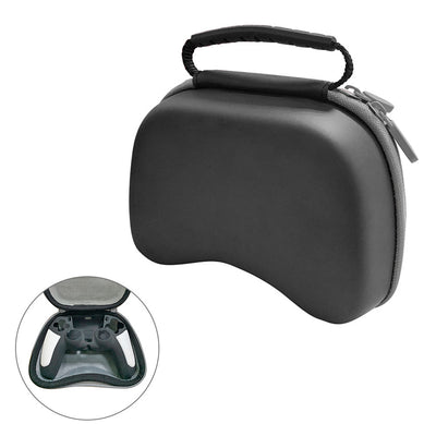 Black EVA storage bag for game controllers with a zipper closure and carrying handle. Inset shows a white controller inside. - Image 5