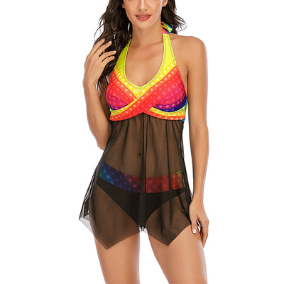 Bikini Talla Grande Estilo Europeo con Falda Triangular Dividida - Image 3