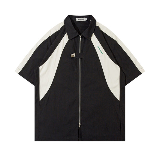 Camisa de Manga Corta Unisex con Contraste de Colores