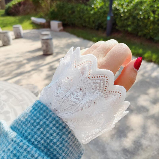 Suéter Blanco con Mangas de Encaje Falso - Algodón Premium para Mujer - Image 21