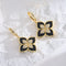 Aretes Trébol con Diamantes Completos y Efecto Hueco 3D
