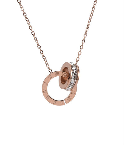 Collar de Acero de Titanio para Mujer con Anillos y Números Romanos - Image 9