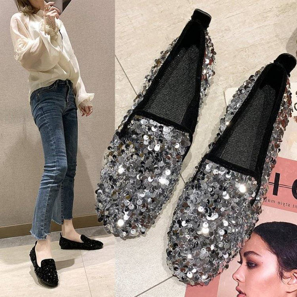 Zapatos de Tacón Bajo Brillantes Multiuso para Mujer