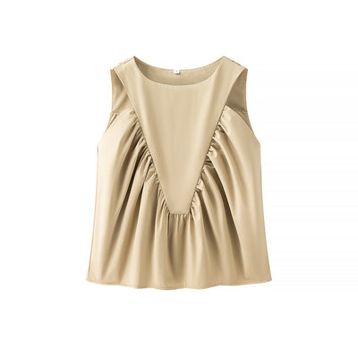 Chaleco Plisado para Mujer Cuello Redondo sin Mangas - Image 8