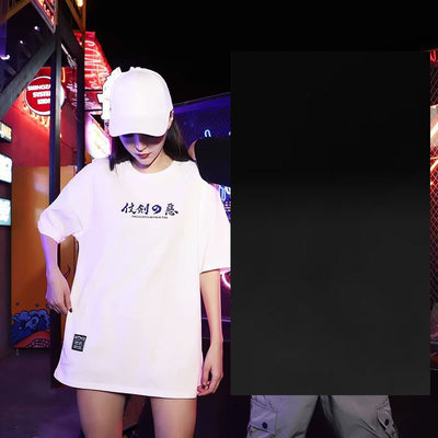 Camiseta Hip Hop Suelta Verano Unisex Estilo León Despierto - Outfit de Pareja - Image 20