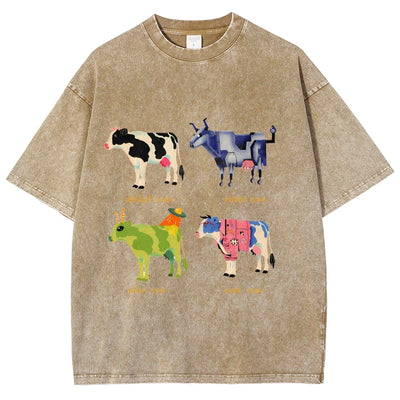 Playera Retro de Algodón con Estampado Divertido de Vaca para Hombre - Image 34