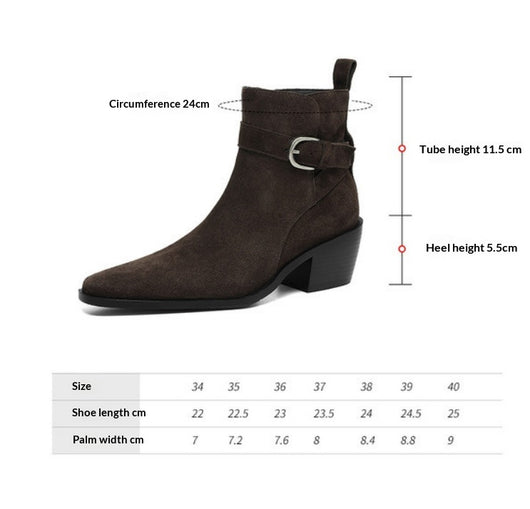 Botas de Ante con Tacón Grueso y Forro Polar para Otoño-Invierno - Image 9