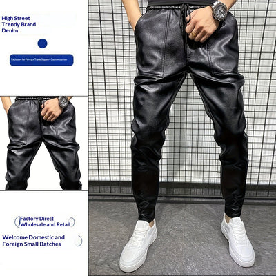 Pantalones de Cuero para Motocicleta Impermeables Ajustados Negro - Image 9